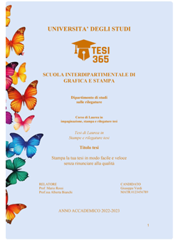 Tipologia rilegatura Personalizzata a tema farfalle