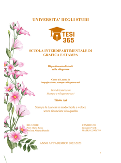 Tipologia rilegatura Personalizzata a tema Fiori